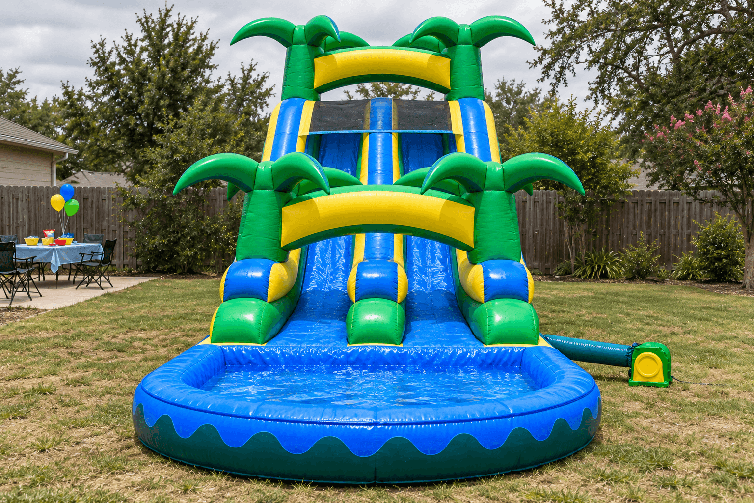 Tropical Twin Lane Slide with Pool (16')