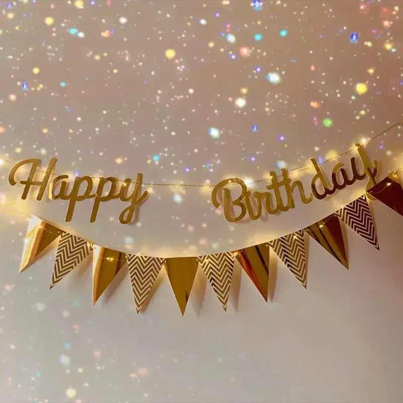 Multi Themes DIY Colored Lights Happy Birthday Ban