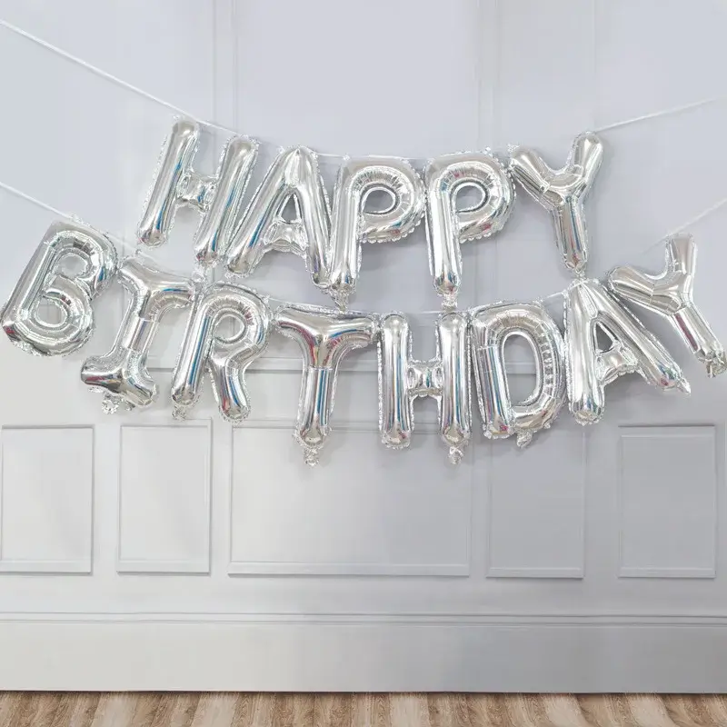 Happy Birthday Decoration Balloons Pink Blue Black