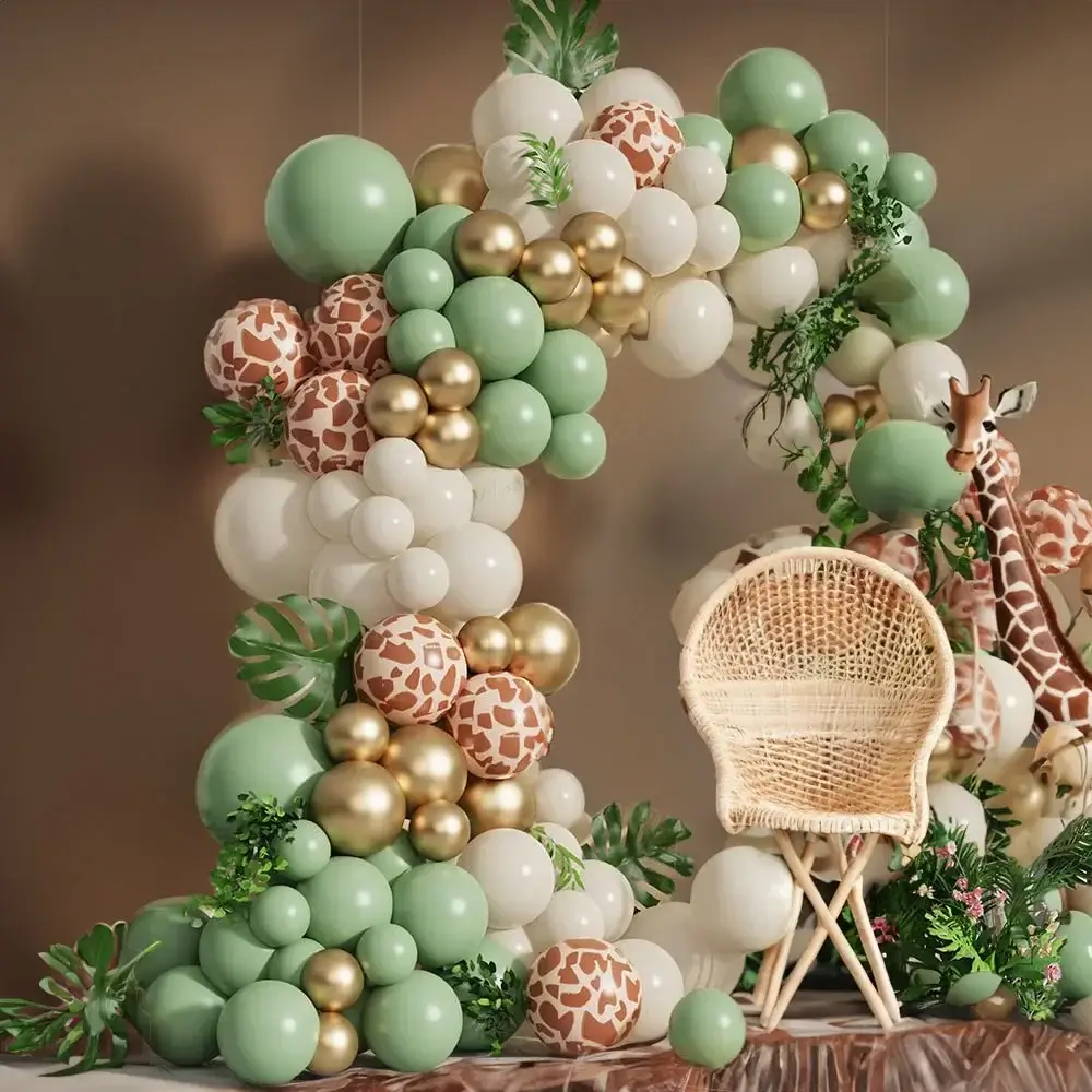 Jungle Safari Green Balloon Garland Arch Kit Kids 