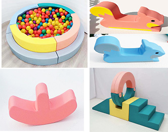 Option 2: Ball Pit + Stairs with Loop. Includes both Squirrel Climbers and Moon Rocker,