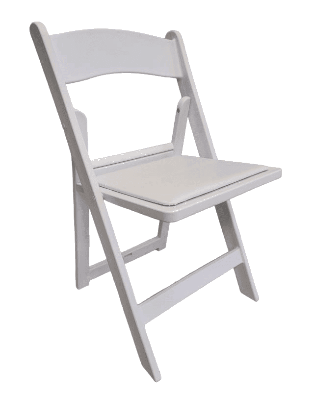 Resin Folding Chair White Padded Seat
