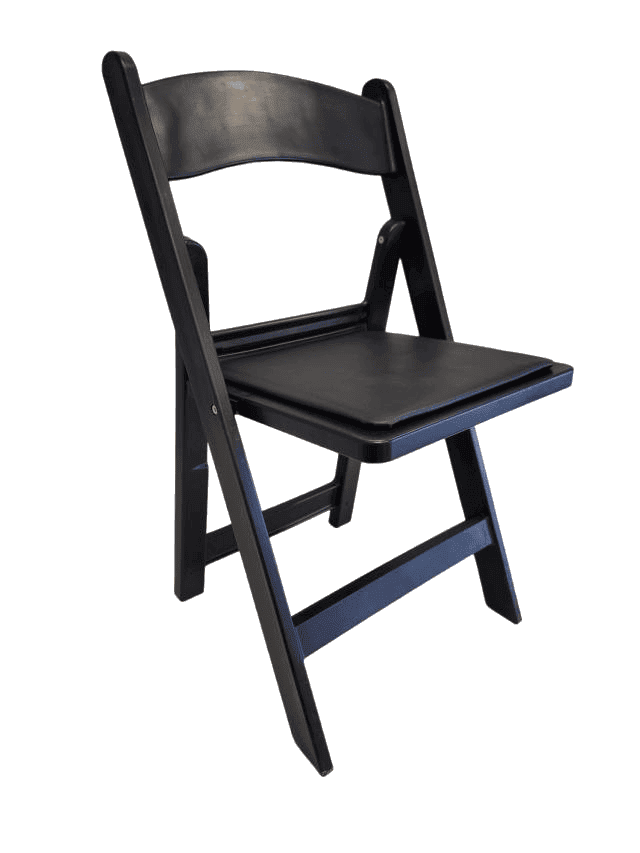 Resin Folding Chair Black Padded Seat
